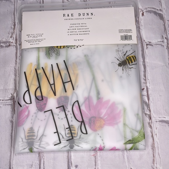 Rae Dunn BEE HAPPY Shower Curtain Liner - Picture 4 of 5